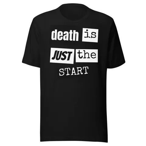 Death Is Just the Start Halloween Tee (Zombies Ride), product photo