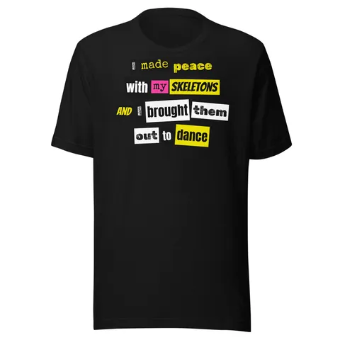 I Made Peace With My Skeletons Lyric Tee, product photo