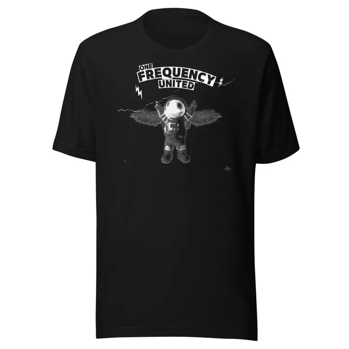 One Frequency United White Ink Logo Tee, front